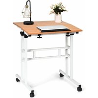 Hoehenverstellbarer Schreibtisch, Stand-up mobiler Laptoptisch, Ergonomischer Computertisch mit Rollen, Grosse Platte, Arbeitenim Stehen oder sitzen, von GOPLUS