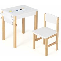 Goplus - Kinderschreibtisch mit Stuhl, Kinder Schreibtisch mit Schublade, Papierrolle & 2 Markern, Multifunktionaler Schreibaktivitätstisch Set mit von GOPLUS