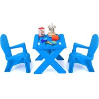 Kindertisch mit 2 Stühlen, 3tlg. Kindersitzgruppe, Kindersitzgarnitur Kindertisch-Set zum Spielen & Essen, für Kinder im Alter ab 3 Jahren (Blau) von GOPLUS