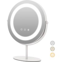 Kosmetikspiegel mit Beleuchtung, 360° drehbarer Schminkspiegel mit Touchscreen, 3 Lichtfarben und dimmbarer Helligkeit, aufladbarer Tischspiegel für von GOPLUS