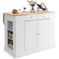 Kücheninsel mit erweiterbarer Arbeitsfläche, Küchenschrank aus Holz mit Schubladen und Regalen, Sideboard für Küche & Esszimmer, 120 x 60/90 x 92cm, von GOPLUS