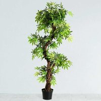 Kunstbaum für Innenraeume Zuhause Büro, Kunstpflanzen Bonsai mit Roter Rebe mit Kiel, Künstliche Pflanzen Stilvoll Luxus Grün, Kunstblumen von GOPLUS