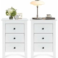 Nachttisch 2er Set, Nachtschrank mit 3 Schubladen, Moderne Nachtkommode aus Holz mit Griff, Beistelltisch Schubladenschrank für Boxspringbett, von GOPLUS
