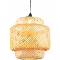 Pendelleuchte, Bambus Lampenschirm, Deckenleuchte mit verstellbare Pendelhöhe, E27 Fassung, Deckenlampe für Wohnzimmer & Küche, Natur - Goplus von GOPLUS