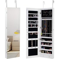 Schmuckschrank, Spiegelschrank, Schmuckregal haengend mit Spiegel, 120 cm hoch, mit led Beleuchtung, für Ringe, Ohrringe, Halsketten, Armbaender von GOPLUS