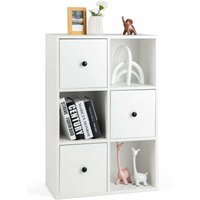 Sideboard, 3-stöckiger Beistellschrank mit Schubladen, Standschrank, Aufbewahrungsschrank aus Holz für Wohnzimmer & Büro (Weiß) - Goplus von GOPLUS