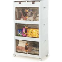 Goplus - Stapelbare Aufbewahrungsbox mit Deckel, Kunststoffbox mit & Rollen, Ordnungsboxen mit Doppeltür, Kunststoffschrank Aufbewahrungsschrank für von GOPLUS