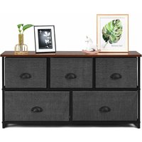 Stoff Schubladenschrank, Kommode mit Koerben, Sideboard mit 5 Schubladen, Korbregal mit Robuster Metallrahmen, Abnehmbare Stoffschubladen, für von GOPLUS