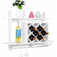 Weinregal, Flaschenregal, Weinschrank, Weinstaender, Haengeweinregal, Weinaufbewahrung, Holz, weiss, 80x58,5x20cm - Goplus von GOPLUS