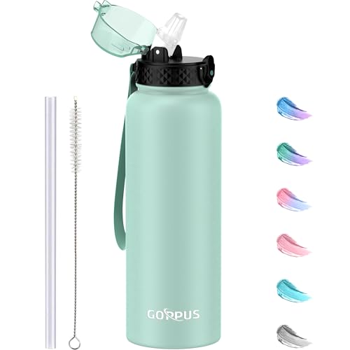 GOPPUS 1.2L/40oz Edelstahl Wasserflasche mit Strohhalm 1.2 Liter Heiße Thermosflasche Doppelwandige Stahl Wasserflaschen Isolierte Wasserflaschen Auslaufsichere Kalte Wasserflasche Erwachsene Flip Top GOPPUS 1.2L/40oz Edelstahl Wasserflasche mit Strohhalm 1.2 Liter Heiße Thermosflasche Doppelwandige Stahl Wasserflaschen Isolierte Wasserflaschen Auslaufsichere Kalte Wasserflasche Erwachsene Flip Top von GOPPUS