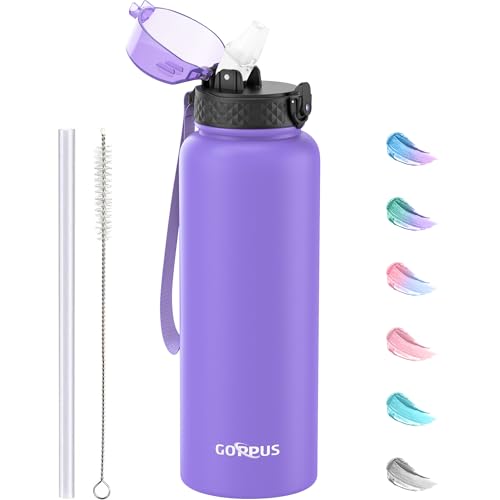 GOPPUS 1.2L/40oz Edelstahl Wasserflasche mit Strohhalm 1.2 Liter Heiße Thermosflasche Doppelwandige Stahl Wasserflaschen Isolierte Wasserflaschen Auslaufsichere Kalte Wasserflasche Erwachsene Flip Top GOPPUS 1.2L/40oz Edelstahl Wasserflasche mit Strohhalm 1.2 Liter Heiße Thermosflasche Doppelwandige Stahl Wasserflaschen Isolierte Wasserflaschen Auslaufsichere Kalte Wasserflasche Erwachsene Flip Top von GOPPUS
