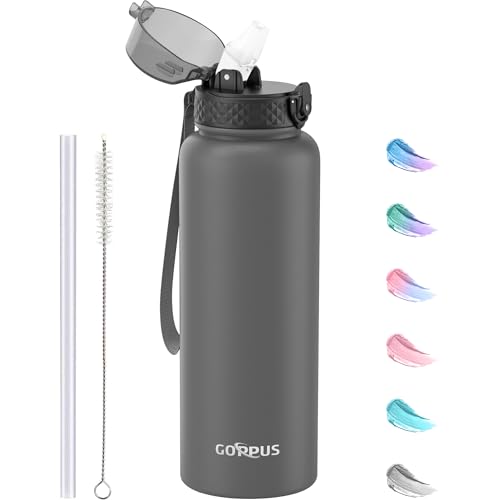 GOPPUS 1.2L/40oz Edelstahl Wasserflasche mit Strohhalm 1.2 Liter Heiße Thermosflasche Doppelwandige Stahl Wasserflaschen Isolierte Wasserflaschen Auslaufsichere Kalte Wasserflasche Erwachsene Flip Top GOPPUS 1.2L/40oz Edelstahl Wasserflasche mit Strohhalm 1.2 Liter Heiße Thermosflasche Doppelwandige Stahl Wasserflaschen Isolierte Wasserflaschen Auslaufsichere Kalte Wasserflasche Erwachsene Flip Top von GOPPUS