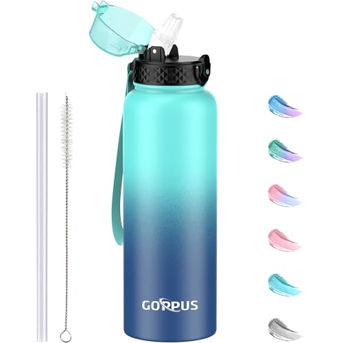 GOPPUS 1.2L/40oz Edelstahl Wasserflasche mit Strohhalm 1.2 Liter Heiße Thermosflasche Doppelwandige Stahl Wasserflaschen Isolierte Wasserflaschen Auslaufsichere Kalte Wasserflasche Erwachsene Flip Top GOPPUS 1.2L/40oz Edelstahl Wasserflasche mit Strohhalm 1.2 Liter Heiße Thermosflasche Doppelwandige Stahl Wasserflaschen Isolierte Wasserflaschen Auslaufsichere Kalte Wasserflasche Erwachsene Flip Top von GOPPUS