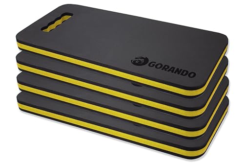GORANDO® Premium Kniekissen 4er Set |gelb| Kniebrett | Knieunterlage - Ideal für die Arbeit in Werkstatt, Haus, Garten | Knieschoner, Knie-Matte, Sitz-Unterlage von GORANDO