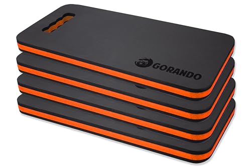 GORANDO® Premium Kniekissen 4er Set |orange| Kniebrett | Knieunterlage - Ideal für die Arbeit in Werkstatt, Haus, Garten | Knieschoner, Knie-Matte, Sitz-Unterlage von GORANDO