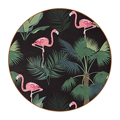 Untersetzer für Getränke,Flamingo Tropical Leaves 6 Stück Tischmöbel Schutzmatte für Weingläser Tassen,Wiederverwendbar im Büro,Küche,Bar,4,3 IN von GORDESC
