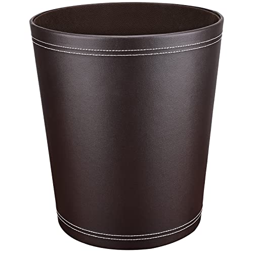 GORESE Papierkorb Büro - Papierkorb aus Leder in Schwarz, modernes Design, Mülleimer für Küche, Bad, Büro (Braun) von GORESE