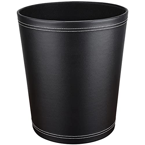 GORESE Papierkorb Büro - Papierkorb aus Leder in Schwarz, modernes Design, Mülleimer für Küche, Bad, Büro (Schwarz) von GORESE