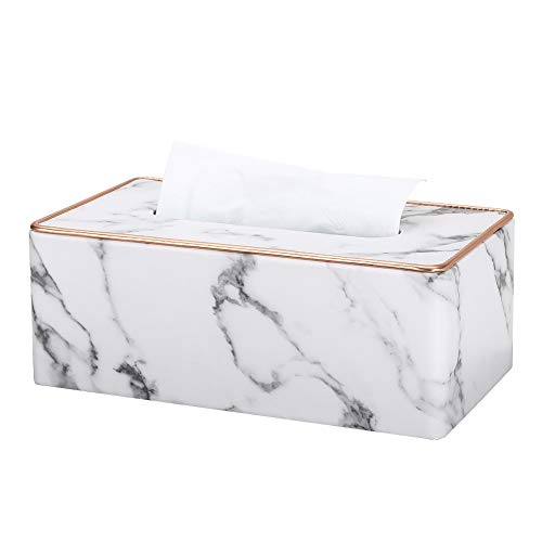 GORESE Leder Tücherbox Kosmetiktücherbox Taschentuchspender (Gray Marble Pattern) von GORESE