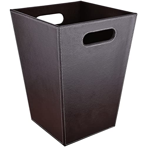 GORESE Papierkorb Büro -Quadrat Papierkorb aus Leder, modernes Design, Mülleimer für Küche, Bad, Büro (Braun) von GORESE