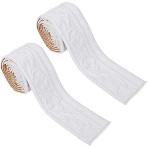 GORGECFAFT 2 Rolle 2.3 m X 7.8cm Kronenleiste Zum Abziehen Und Aufkleben Weißer 3D Wandkantenschaum Flexible Tapetenbordüre Spiegelkantenrahmenlinien Wandsockel Deckensockelleiste Für Zuhause Heimwer von GORGECRAFT