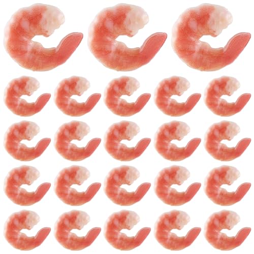 GORGECRAFT 1 Box 12 Stück Künstliche Garnelenfiguren Kunststoff PVC Realistische Künstliche Meerestiere Gekochte Und Geschälte Garnelen Modelldekoration Für Zuhause Küche Markt Ausstellung Party Foto von GORGECRAFT