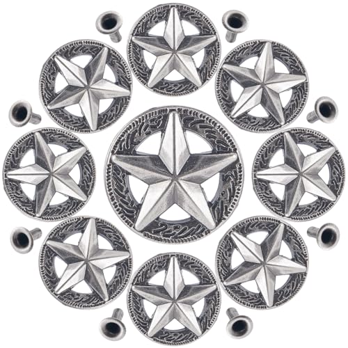 GORGECRAFT 1 Box Mit 10 Sets Sternknöpfe Mit Schraubverschluss Tibetische Pentagrammform Antikes Silber Metallschnitzerei Conchos Gussteile Mit Nieten Rund Dekoratives Lederhandwerk Ornament GORGECRAFT 1 Box Mit 10 Sets Sternknöpfe Mit Schraubverschluss Tibetische Pentagrammform Antikes Silber Metallschnitzerei Conchos Gussteile Mit Nieten Rund Dekoratives Lederhandwerk Ornament von GORGECRAFT