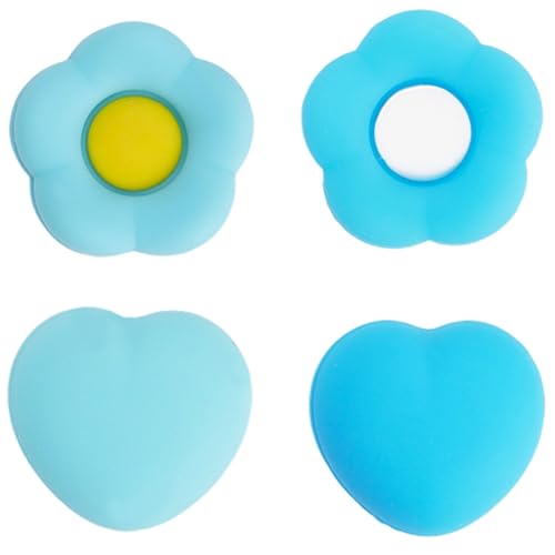 GORGECRAFT 1 Box mit 4 Herz-Joycon Daumengriffen, Blumen-Joystick-Abdeckungen, Silikon-Schalter, Daumengriffkappen, Ersatz, schützend, rutschfest, Thumbstick-Tastenabdeckung, kompatibel mit von GORGECRAFT