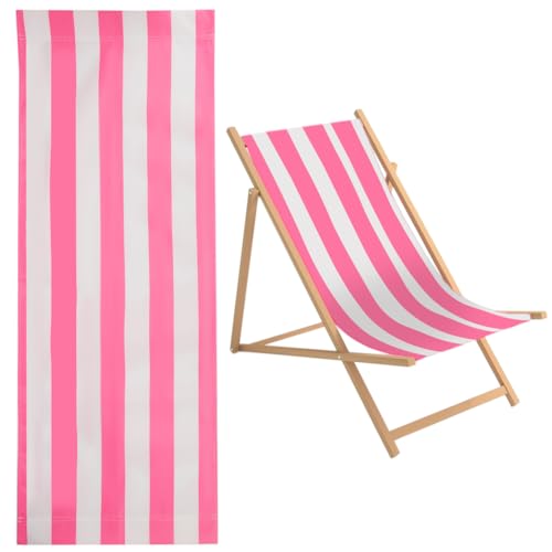 GORGECRAFT 1 Stück Ersatz-Strandsling Für Stühle Canvas Hot Pink Und Weiß Gestreift Oxford-Stoff 435 x 1165mm Stuhlstoff Liegesling-Ersatz Zum Sonnenbaden Garten Innenhof von GORGECRAFT
