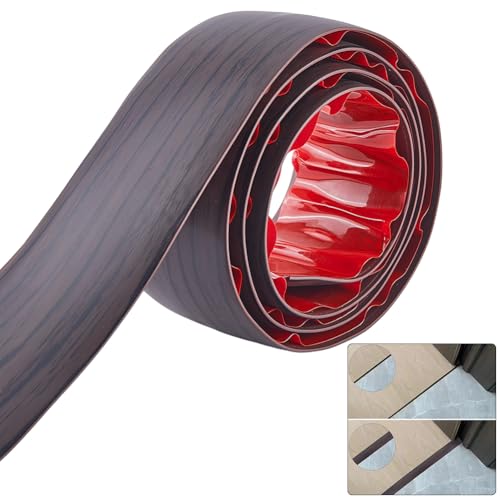 GORGECRAFT 1.2 m Bodenübergangsleiste 5cm Breit Holzmaserung Selbstklebende PVC Abdeckstreifen Kantenverkleidung Für Laminatböden Flache Trennwand Spaltabdeckung Verbindungsleiste Kokosnussbraun von GORGECRAFT