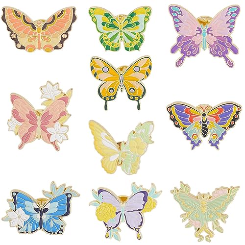 GORGECRAFT 10 Stil Schmetterling Emaille Pins Set Blume Und Schmetterlinge Emaille Pins Coole Horror Emaille Anstecknadeln Broschen Anstecknadel Für Frauen Rucksäcke Steampunk Abzeichen Schmuck von GORGECRAFT