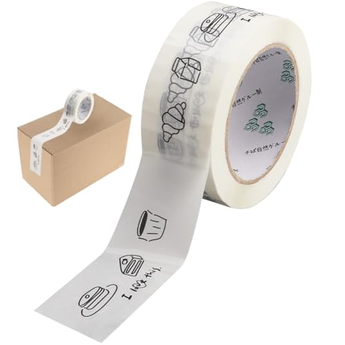 GORGECRAFT 100 Yards X 40mm Designer Packband Lebensmitteldruck Versandband Milchbrotmuster Wasserdichtes Geschenkband Für Zuhause Büro Verpacken Reparieren Kunsthandwerk Scrapbooking Geschenk von GORGECRAFT