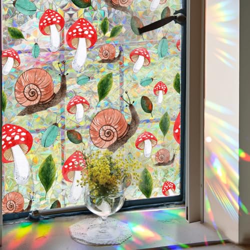 GORGECRAFT 100x43cm Bunte Sichtschutzfolie Für Fenster In Pilz Und Regenbogen Optik Schnecken Motiv 3D Buntglasabdeckung Dekorative Fensterfolie Nicht Klebend Statisch UV Beständig Aufkleber Für Zimm GORGECRAFT 100x43cm Bunte Sichtschutzfolie Für Fenster In Pilz Und Regenbogen Optik Schnecken Motiv 3D Buntglasabdeckung Dekorative Fensterfolie Nicht Klebend Statisch UV Beständig Aufkleber Für Zimm von GORGECRAFT