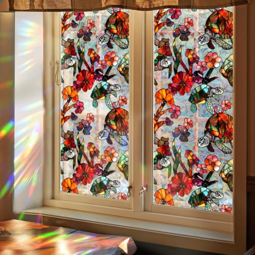 GORGECRAFT 100x43cm Große Sichtschutzfolie Für Fenster Mit Schildkröten Und Regenbogenmotiv Blumen Motiv 3D Buntglas Dekorative Fensterfolie Nicht Klebend Statisch Wiederverwendbar UV Beständig Sonne GORGECRAFT 100x43cm Große Sichtschutzfolie Für Fenster Mit Schildkröten Und Regenbogenmotiv Blumen Motiv 3D Buntglas Dekorative Fensterfolie Nicht Klebend Statisch Wiederverwendbar UV Beständig Sonne von GORGECRAFT
