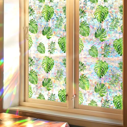 GORGECRAFT 100x43cm Große Statische Sichtschutzfolie Für Fenster In Regenbogenfarben 3D Fensterfolie Mit Grünen Palmenblättern Prisma Dekorativ UV Beständig Sonnenblockierend Fleckige Abziehbilder GORGECRAFT 100x43cm Große Statische Sichtschutzfolie Für Fenster In Regenbogenfarben 3D Fensterfolie Mit Grünen Palmenblättern Prisma Dekorativ UV Beständig Sonnenblockierend Fleckige Abziehbilder von GORGECRAFT