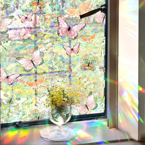 GORGECRAFT 100x43cm Regenbogen Sichtschutzfolie Für Fenster Dekorative Schmetterlings Kunststoffprisma Fensteraufkleber Sonnenblockierend UV Beständig Statische Glashaftung 3D Nicht Klebender GORGECRAFT 100x43cm Regenbogen Sichtschutzfolie Für Fenster Dekorative Schmetterlings Kunststoffprisma Fensteraufkleber Sonnenblockierend UV Beständig Statische Glashaftung 3D Nicht Klebender von GORGECRAFT