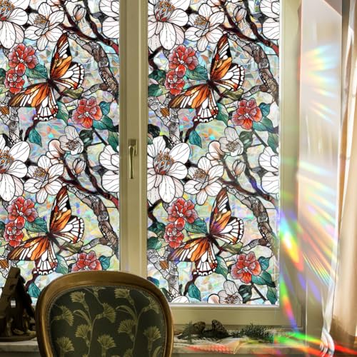 GORGECRAFT 100x43cm Weiße Blumen Regenbogen Sichtschutzfolie Für Fenster 3D Sonnenbeflecktes Fensterglas Dekorativer Fensterschutz Statische UV Beständige Aufkleber Nicht Klebend Wiederverwendbarer Au GORGECRAFT 100x43cm Weiße Blumen Regenbogen Sichtschutzfolie Für Fenster 3D Sonnenbeflecktes Fensterglas Dekorativer Fensterschutz Statische UV Beständige Aufkleber Nicht Klebend Wiederverwendbarer Au von GORGECRAFT