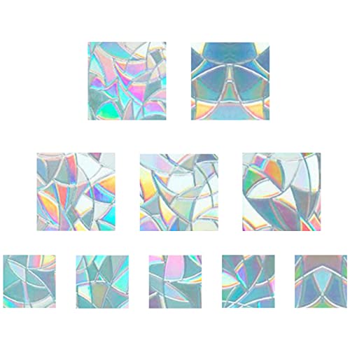 GORGECRAFT 10Pcs Rainbow Window Clings 3D Dekorative Fensterfolie Quadratische Form Antikollisionsfensteraufkleber Türfenster Static Cling Für Küche Esszimmer Schlafzimmer von GORGECRAFT