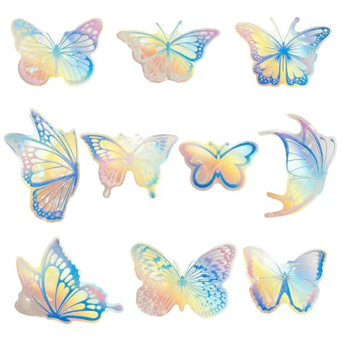 GORGECRAFT 10Stk PVC-Schmetterling Statische Regenbogen-Fensteraufkleber Insekten-Fensteraufkleber Statische Blaue Anti-Kollisions-Aufkleber Warnende Regenbogen-Fenster-Sonnenfänger-Aufkleber von GORGECRAFT