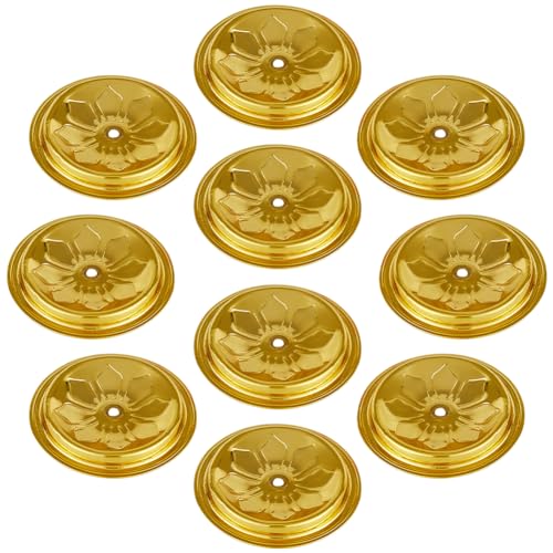 GORGECRAFT 10Stk Schwimmende Runde Lotus Öllampenständer Aus Metall Ghee Butter Kerzenständer Scheibe Teelichter Tafelaufsatz Anbetung Teelicht Zentriervorrichtungen Docht Ersatzhalter Für Kerosin von GORGECRAFT