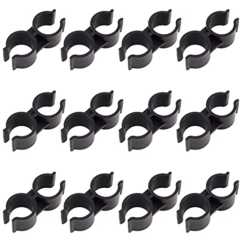 GORGECRAFT 12 STÜCKE Kunststoff Doppelrohrschellen Regalstangenverbinder Rohrschellenverbindung Lager Supermarkt Regal Link Clip Verschluss Zubehör Schwarz von GORGECRAFT