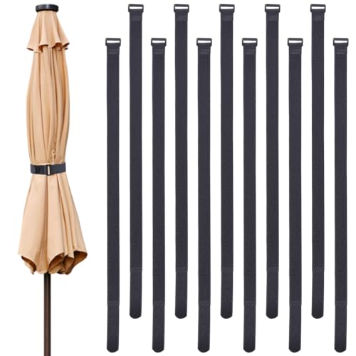 GORGECRAFT 12 Stück 1 m Langer Befestigungsgurt Für Terrassenschirme Schwarz Wiederverwendbar Selbstklebend Verstellbar Zur Sicherung Eines Festen Sonnenschirmgurts Windschutz Mehrzweck Stabilisator von GORGECRAFT