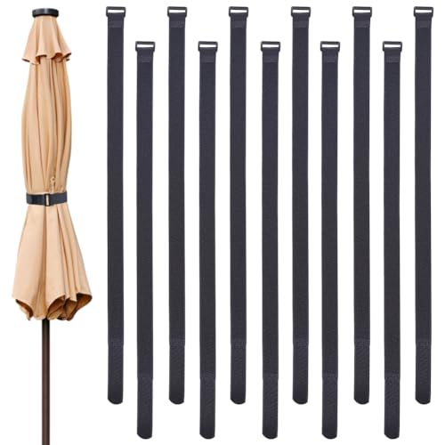GORGECRAFT 12 Stück 83cm Windgurt Für Terrassenschirme Schwarzes Polyester Vielseitig Einsetzbar Wiederverwendbar Selbstklebend Verstellbar Zur Sicherung Fester Sonnenschirmstabilisator Befestigungsgu von GORGECRAFT