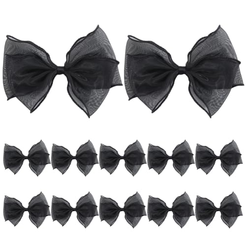 GORGECRAFT 12 Stück Vorgebundene Schleifen Schwarz 9 x 12cm Polyestergarn Kleines Band Schleifenblumen Applikation Basteln Zum Verpacken von Geschenken Kleidung Taschen Nähen Scrapbooking Hochzeit von GORGECRAFT