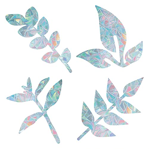 GORGECRAFT 16 STÜCKE Blatt-Fenster-Clings Statische Regenbogen-Glas-Aufkleber Anti-Kollisions-Fenster Alert-Abziehbilder Sonnenfänger Dekorationen Nicht Klebendes Prismatisches Vinyl Zum Verhindern von GORGECRAFT