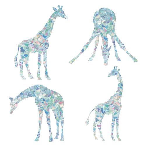 GORGECRAFT 16 Stück 4 Stile Giraffen Fensteraufkleber Regenbogen Prisma Fensteraufkleber Wiederverwendbare Kollisions Glas Aufklärungsaufkleber Statische Nicht Klebende Vinyl Sonnenfänger Zum Stoppen von GORGECRAFT