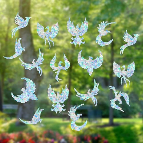 GORGECRAFT 16Stk 8 Stile Phoenix Anti-Kollisions-Fensteraufkleber Große Glasalarm-Prismenaufkleber Regenbogenfarbene Statische Fensteraufkleber Prismenfolie Nicht Klebend Entfernbare Fensteraufkleber von GORGECRAFT