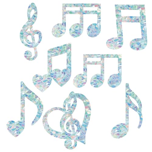 GORGECRAFT 16Stk Fensteraufkleber Mit Musiknoten 8 Stile Große Fensteraufkleber In Regenbogenfarben Dekorative 3D-Fensterfolie Musiknoten Antikollisions-Fensteraufkleber Sonnenfänger Küche Esszimmer von GORGECRAFT