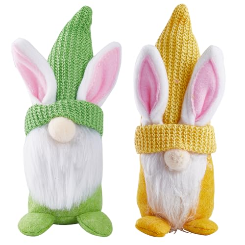 GORGECRAFT 2 Farben Osterhasen-Zwerg 190mm Hoch Vorgeschnittener Zwergbart Kunstfell-Barthaar-Set Osterstoff Hasen-Zwerg-Ornament Für Weihnachten Plüsch-Innenraum Zuhause Partyzubehör Gelbgrün von GORGECRAFT