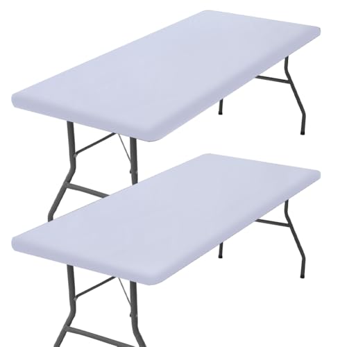 GORGECRAFT 2 Packung wasserdichte Elastische Tischdecke Aus Stoff Rechteckige Picknick Tischdecke Passend Für 6 Fuß Klapptische Waschbare Und Abwischbare Tischdecken Für Camping Bankette Im Freien von GORGECRAFT